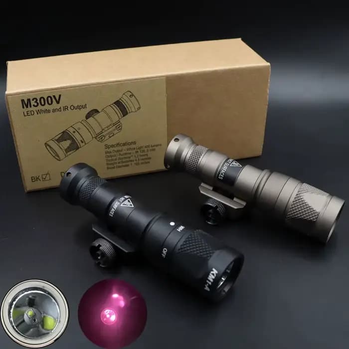 Lumière tactique M300V, éclairage IR et lampe de poche Scout blanche LED avec interrupteur de pressi