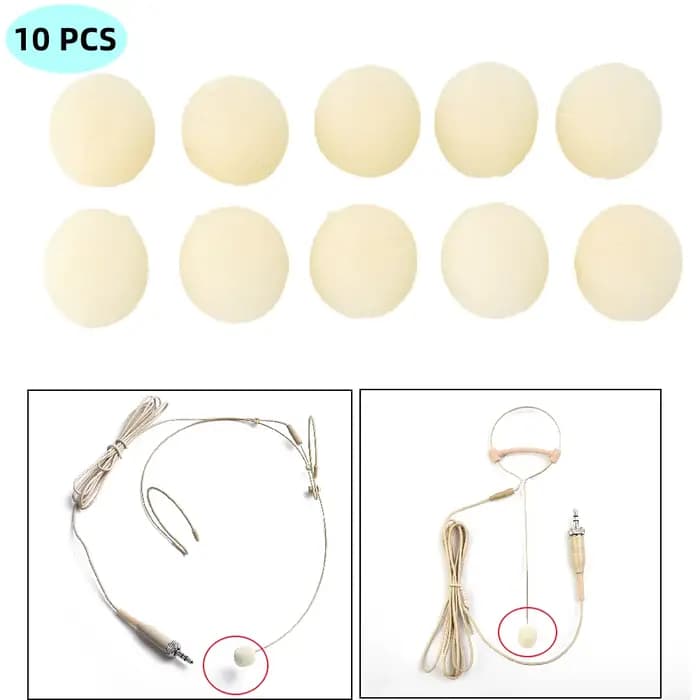 Lot de 10 éponges anti-vent pour microphone, couvre-micro pour casque, 12x10mm, en mousse souple, pi