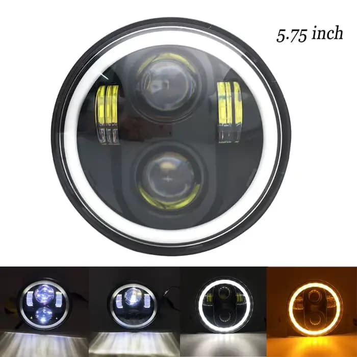 Phare LED noir de 5,75 pouces 5 3/4 "led DRL 40W phares de moto pour Harley Sportster 883 XL883 FXCW