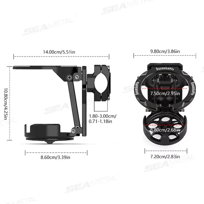 SEAMETAL pliable plateau tournant moto support de verre pour guidon motos porte-bouteille support de