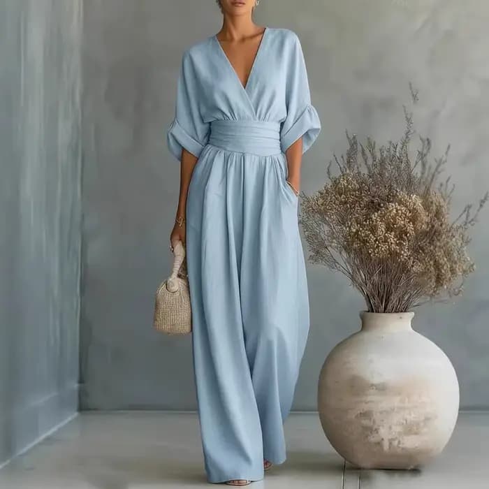 Nouvelle combinaison de sport pour femme, printemps-été, élégante, taille cintrée, col en V, pantalo