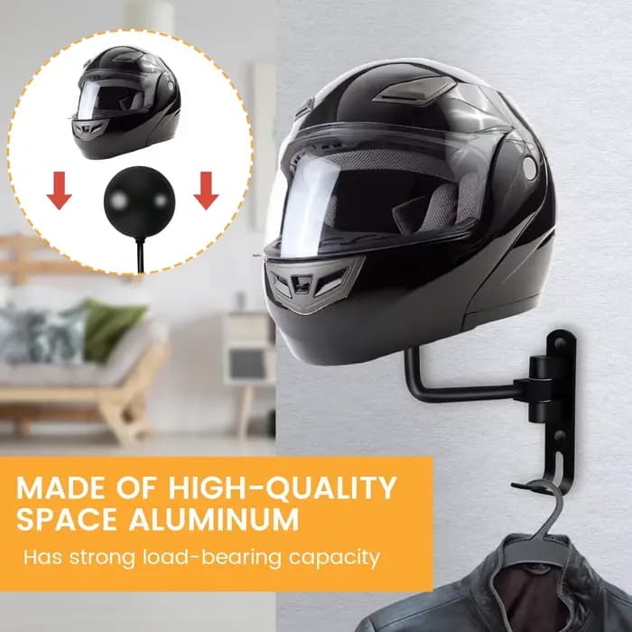 Porte-casque de moto Montage mural Rotation à 180 degrés Métal Casque de vélo Support de montage Cas