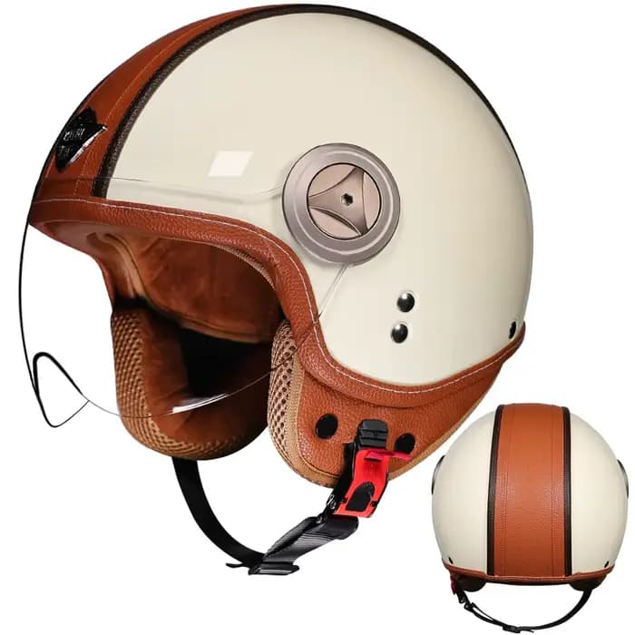 Casque de moto semi-couvert de haute qualité 2025 avec emballage en cuir à la mode et cascos para mo