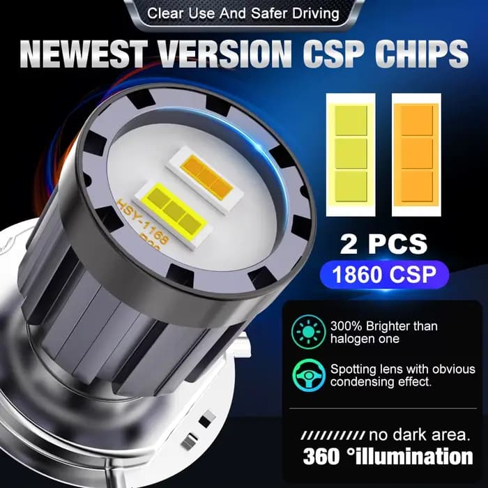 30000LM H4 BA20D H6 LED ampoule de phare de Moto Double lentille Fisheye CSP Moto LED lampe de Moto