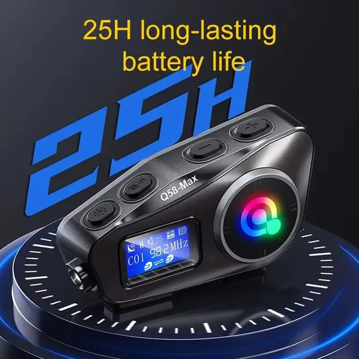 Casque de moto Q58-MAX Bluetooth Casque Interphone LED Éclairage des touristes 500M IP65 Rateddeep É