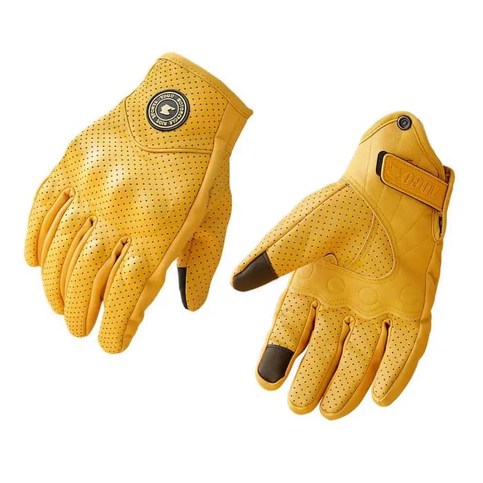 Gants de course respirants jaunes pour moto, gants de motocross en cuir PU perforé pour l'été, gants