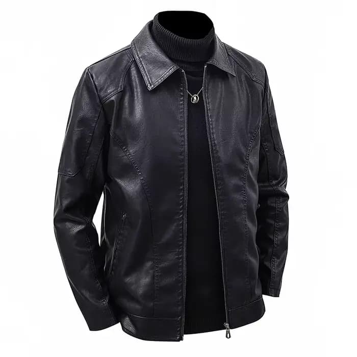 Blouson en cuir à revers pour homme, coupe oversize et ajustée, style motard, streetwear, en cuir PU
