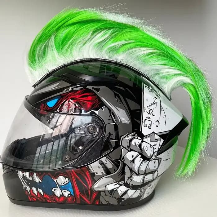 Personnalité créative moto casque électrique décoration Mohawk perruque moto casque accessoires auto
