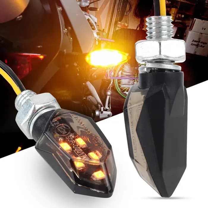 Clignotant LED Super Lumineux pour Moto, Mini Lampe Universelle pour Hurbike, Clignotant Ambre, 2 Pi