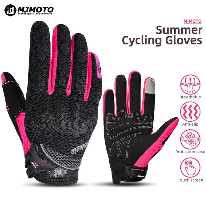 Gants de Moto rose pour femmes, doigt complet, respirants, pour équitation, sport, motard, cyclisme,