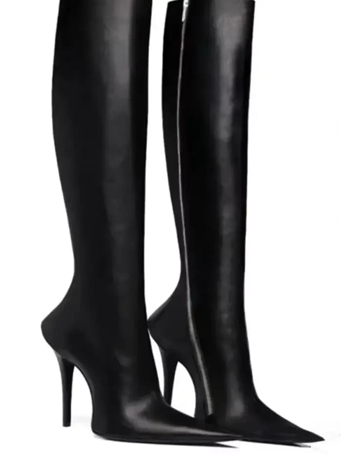 Nouvelles Bottes à Talons Aiguilles Pointus pour Femmes 2026, Bottes en Cuir Grande Taille 44 pour F