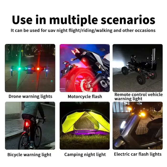 Lumières de moto Drone lumière stroboscopique USB LED Anti-Collision vélo avion nuit volant Mini cli