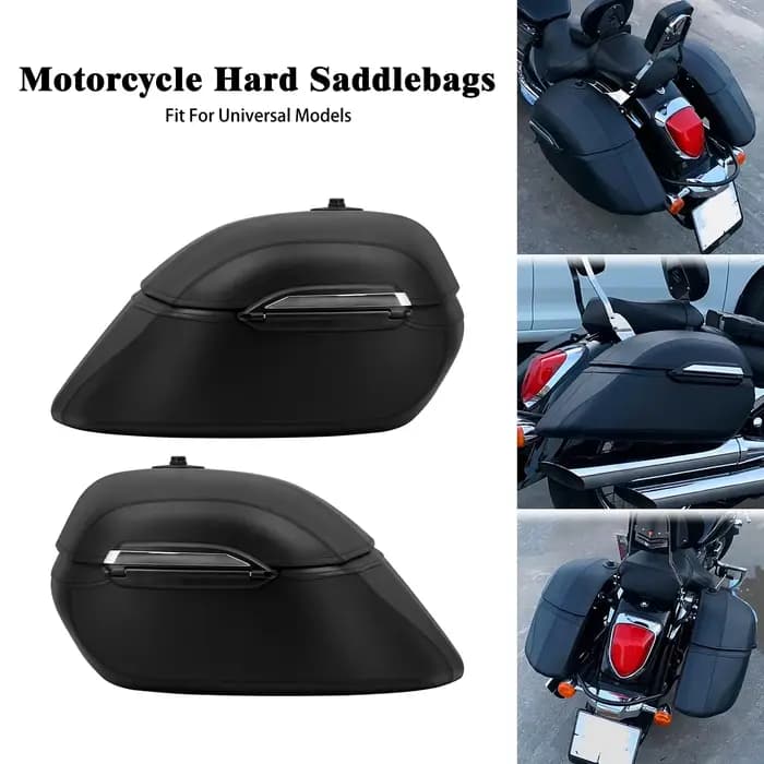Sacoches de moto universelles classiques noires, sac latéral rigide pour Harley Touring Softail pour