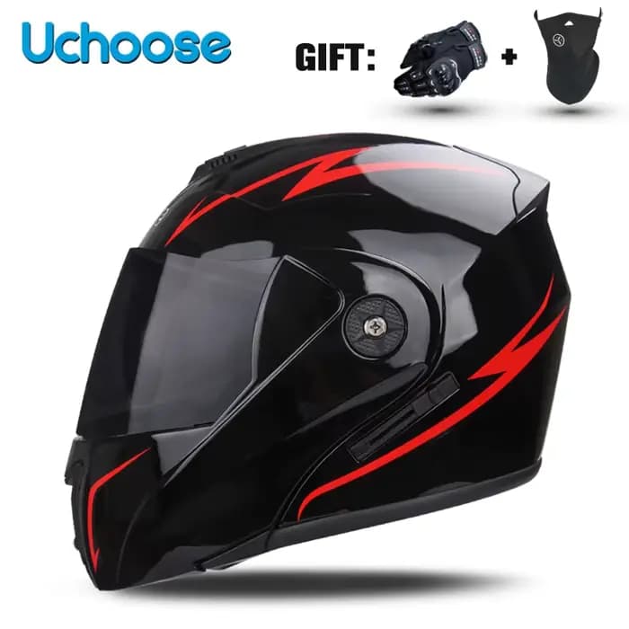 Uchoose-Casque de moto avec visière, double lentille, section transversale, casque de sécurité modul