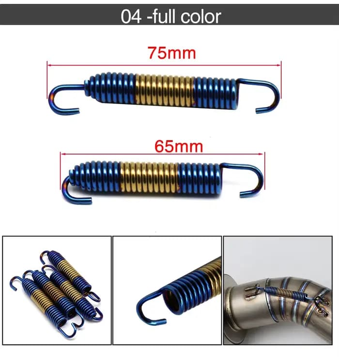 ZSDTRP 2 pièces 75mm moto en acier inoxydable tuyau d'échappement silencieux ressorts 75mm