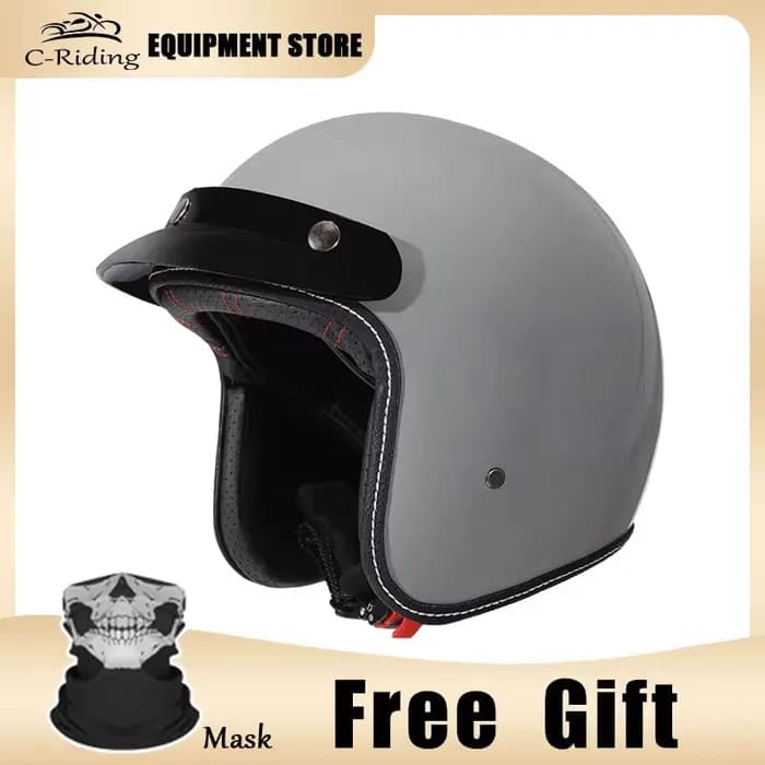 Casque de moto à visage ouvert pour homme, casquette de sécurité, rétro, jet, ABS, style allemand, a