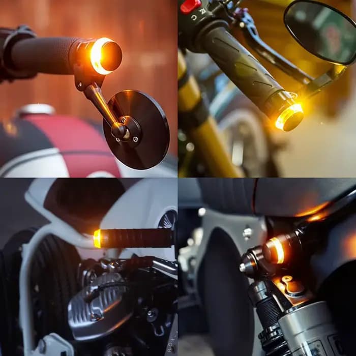 2X moto guidon fin lumière clignotant lampe sécurité clignotant guidon côté Marke lumière poignée ba