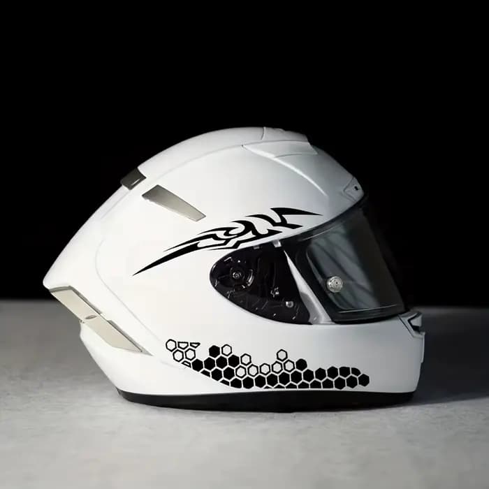 Autocollant géométrique rouge pour casque de moto, autocollant PE étanche pour rétroviseur, bouteill