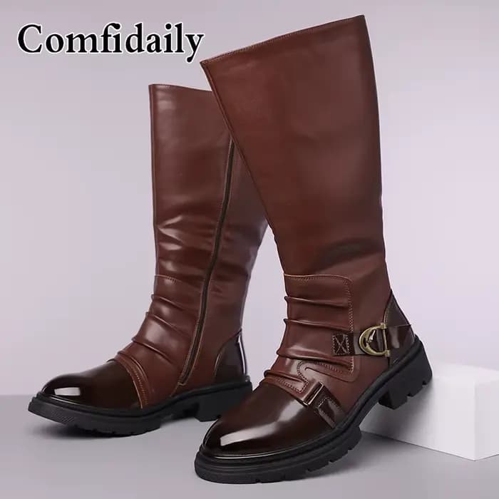 Bottes hautes pour hommes, style britannique, bottes longues tendance, confortables, résistantes à l