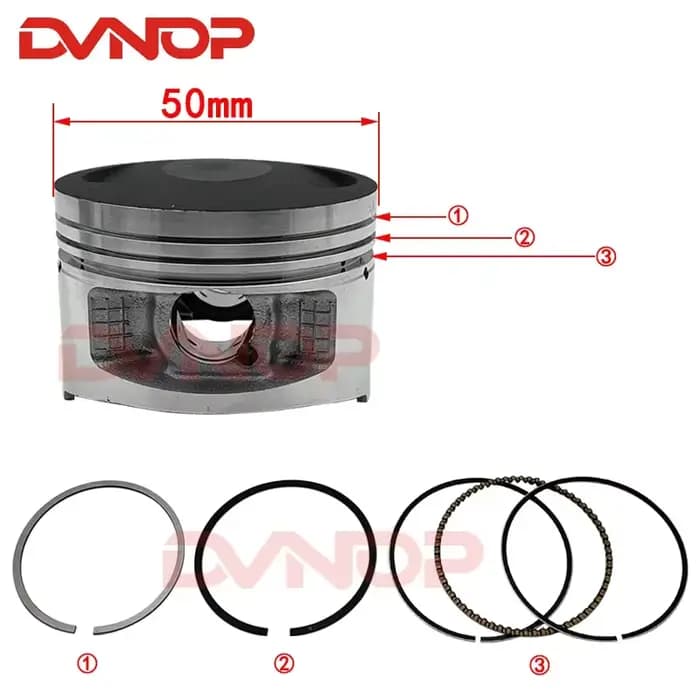 Segment de Piston de moto pour 50cc 60cc 70cc 80cc 100cc 125cc 37mm 38mm 39mm 44mm 47mm 49mm 50mm 52