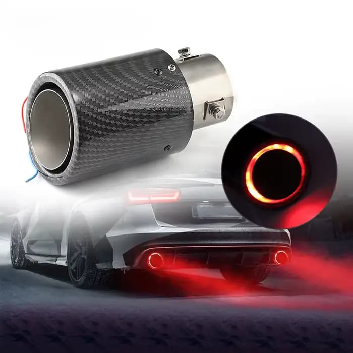 Tuyau d'Échappement Universel Modifié en Fibre de Carbone, Gorge de Queue Illuminée LED, Accessoires