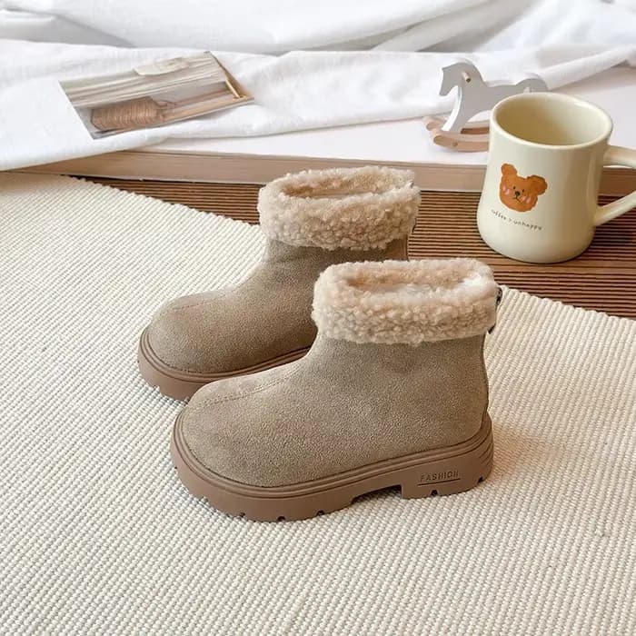 Bottines d'hiver classiques pour enfants, bottines d'école pour filles, en peluche chaude, à la mode