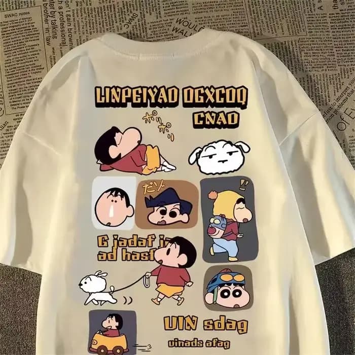 Crayo.n Littl.e nouveau T-shirt en coton imprimé Anime japonais Style mignon T-shirt à manches court