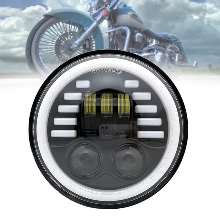 Phare LED noir de 5,75 pouces 5 3/4 "led DRL 40W phares de moto pour Harley Sportster 883 XL883 FXCW