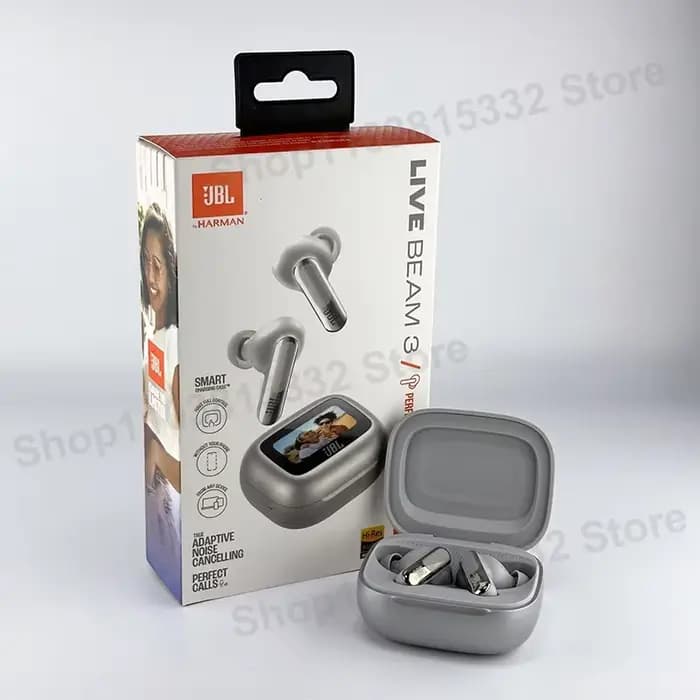 Écouteurs sans fil Bluetooth JBL Live Beam 3 d'origine avec boîte d'affichage LED intelligente, écou