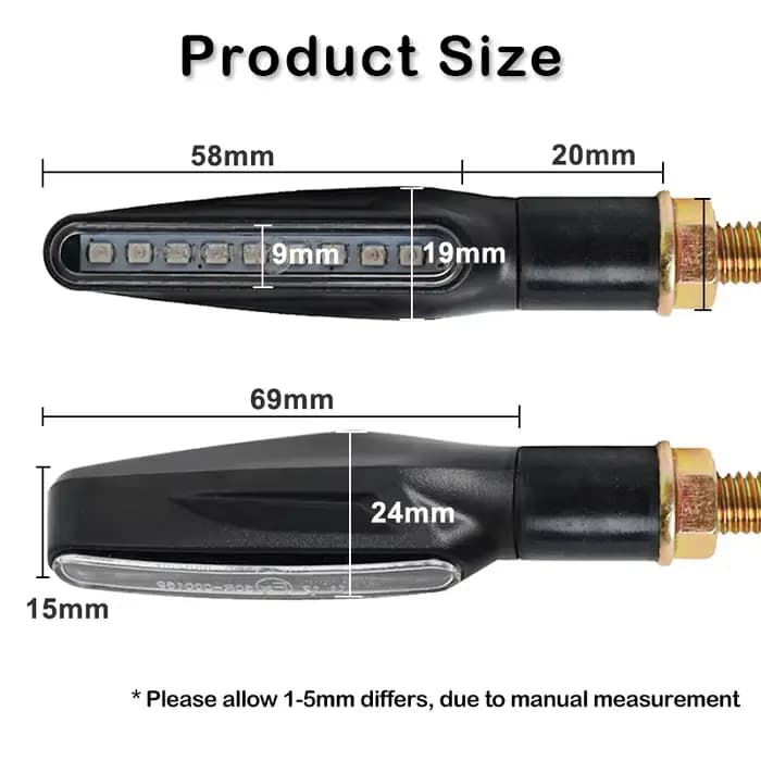 Clignotants LED pour motos, marque E24, indicateur clignotant, Signal d'arrêt arrière pliable, relai