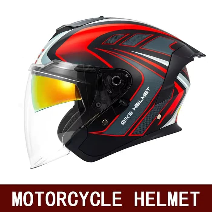 Casque de moto rétro universel quatre saisons, demi-casque à double visière avec pare-soleil intégré