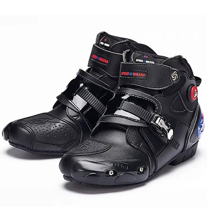 Bottes de moto en cuir microfibre pour hommes, chaussures d'équitation de course à la cheville, chau
