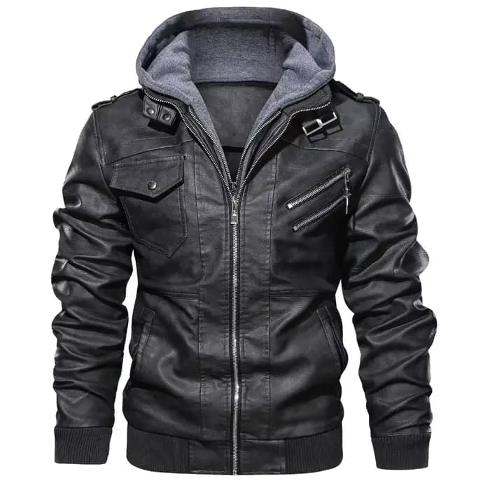 Veste à capuche en cuir PU pour homme, rétro, chaud, décontracté, Style moto, Options multicolores,