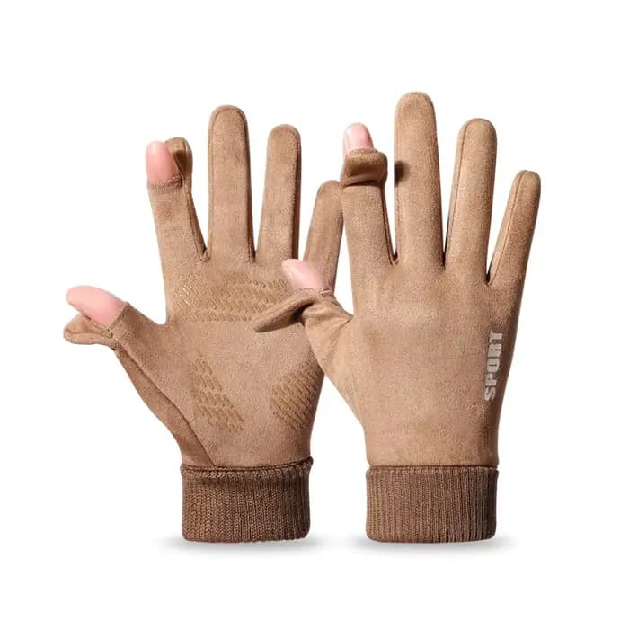 Gants en Faux daim pour hommes, doux, antidérapants, pour cyclisme, randonnée, conduite, coupe-vent,