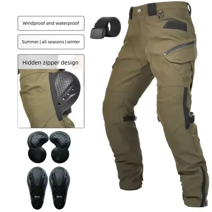 Pantalon de moto toutes saisons coupe-vent double couche respirant taille haute anti-chute