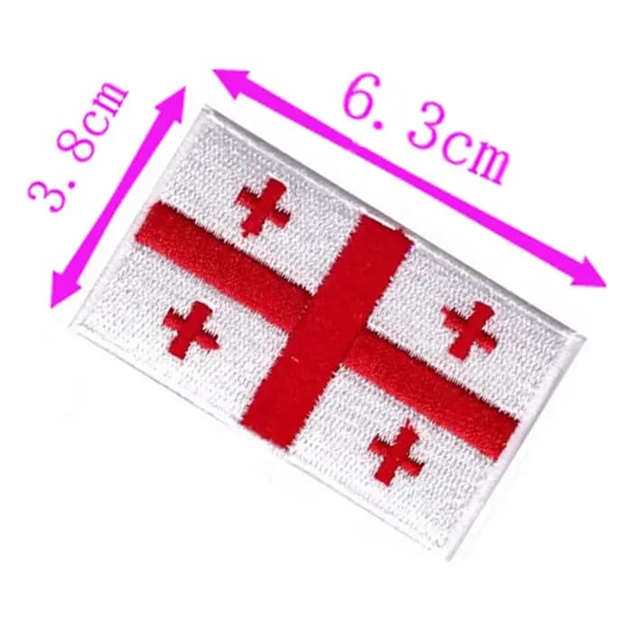 Patch brodé du drapeau de la Géorgie, 6,3 cm de large, à coudre ou à repasser