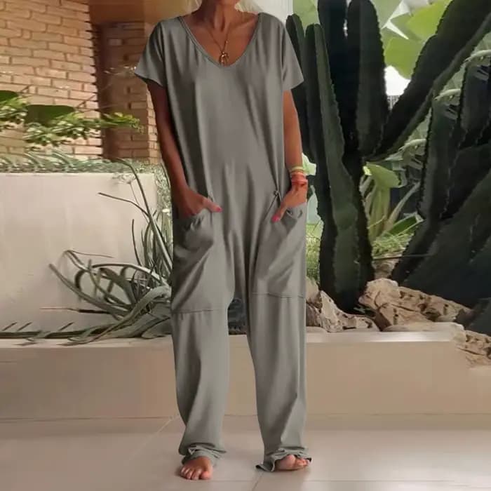 Combinaison à Manches Courtes pour Femme, Vêtement Décontracté, Confortable, avec Poches, Tendance