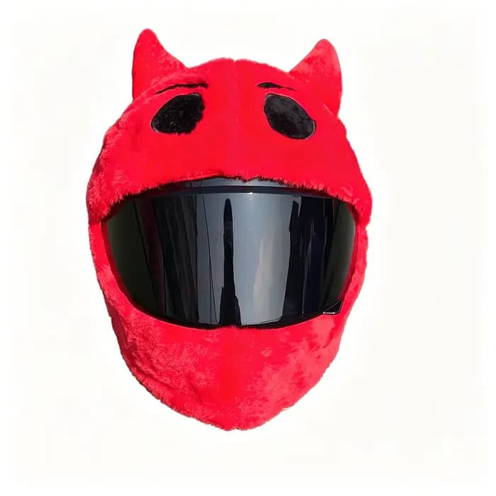 Housse de casque de moto en peluche animale de dessin animé, protection en tissu amusante, ajustemen