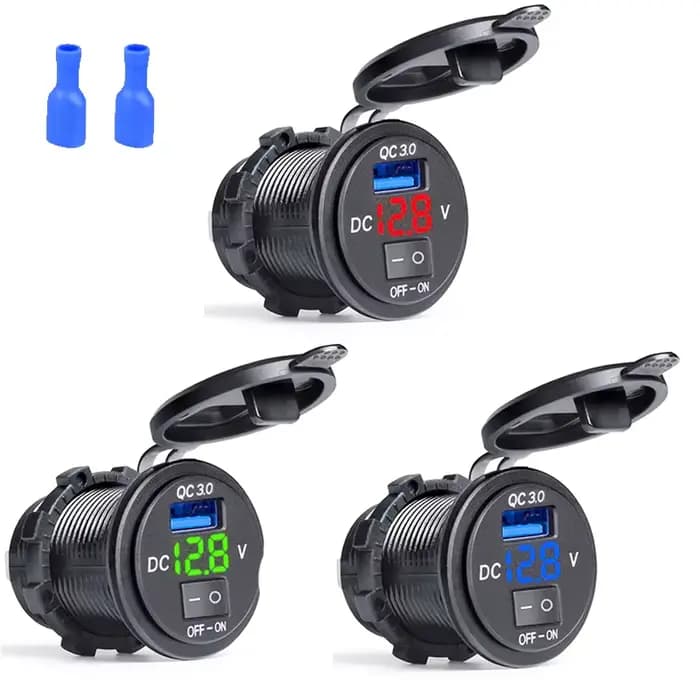 Prise de chargeur de voiture USB Quick Charge 3.0, voltmètre à affichage numérique, prise de chargeu