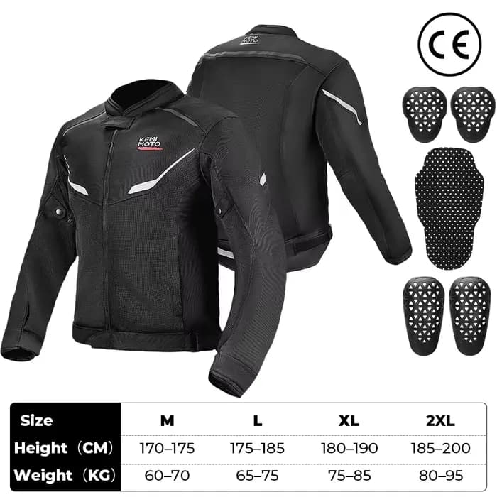 KEMIMOTO Veste pour homme avec protection blindée CE, veste respirante d'été pour motard, pour moto,