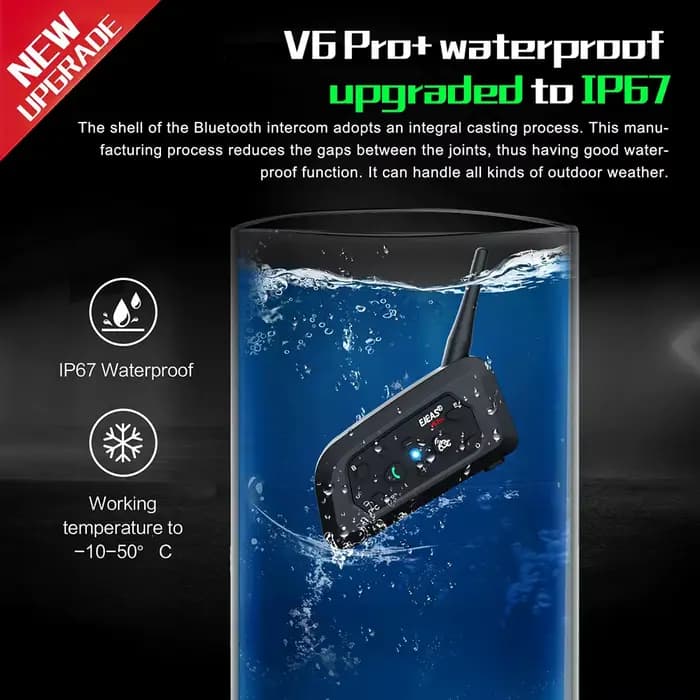 EJEAS V6 PRO Moto Casque Casque Bluetooth Interphone Communicateur 800M Pour 2 Coureurs IP65 Étanche