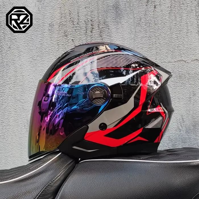 ORZ casque De Moto demi visage Double lentille