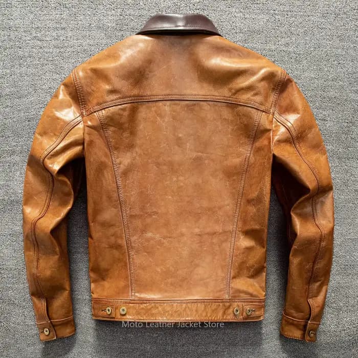 Veste en cuir véritable pour homme