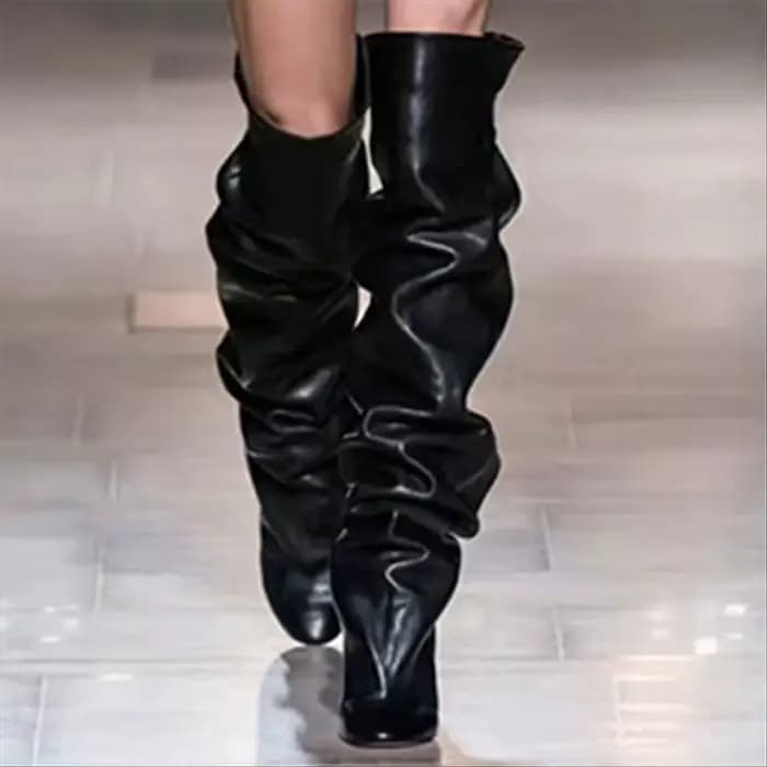Bottes simples à talon fin pour femmes, tête pointue, manches anti-aldes, résistantes à l'usure, cuissardes, mode, automne, nouveau