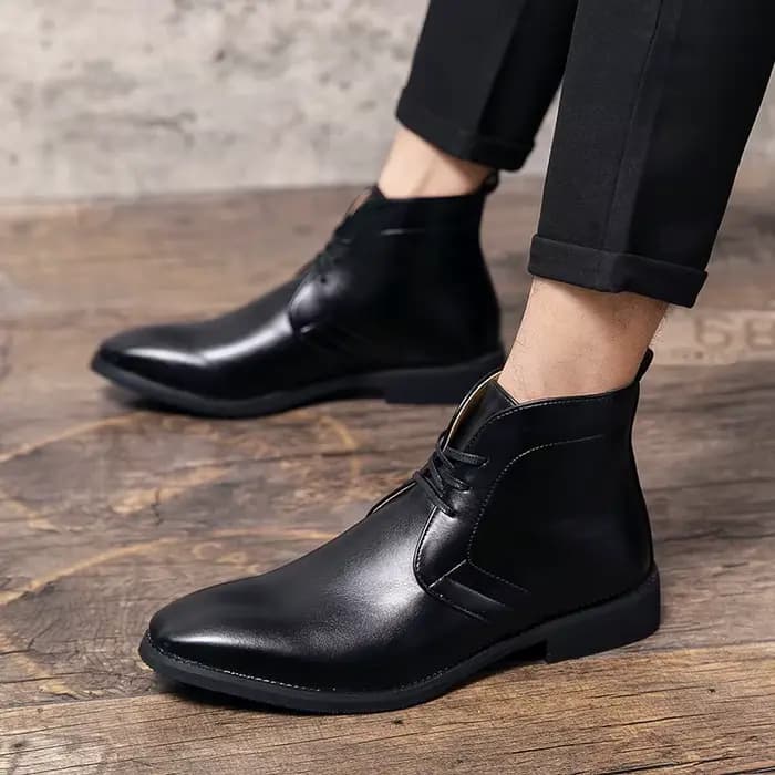 Mayba-Bottes d'hiver en cuir pour hommes