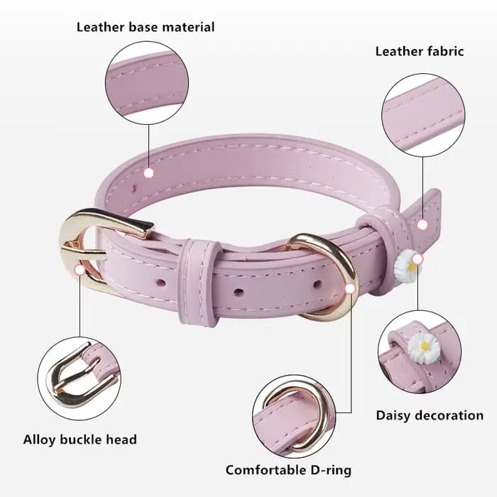Collier en cuir PU pour animal de compagnie, accessoires mignons pour chien, ULde traction en alliage, boucle de cou pour chat, nounours et schnauzer, détruire et décorer