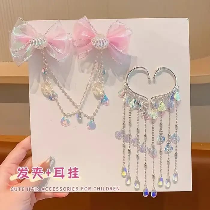 Bébé filles mignon sirène princesse perle gland arc front chaîne pince à cheveux enfants cheveux accessoires filles Super pince à cheveux TM04
