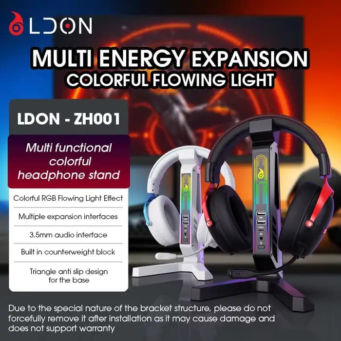 Support de casque RGB 2025 avec hub USB 2.0/ports Type-C, support de casque de jeu LED, offre de motifs et de service de logo personnalisés en cadeau