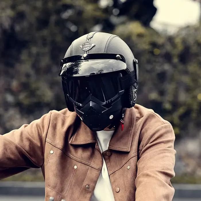 Casque de moto vintage VGV amovible Masque Cruiser 3/4