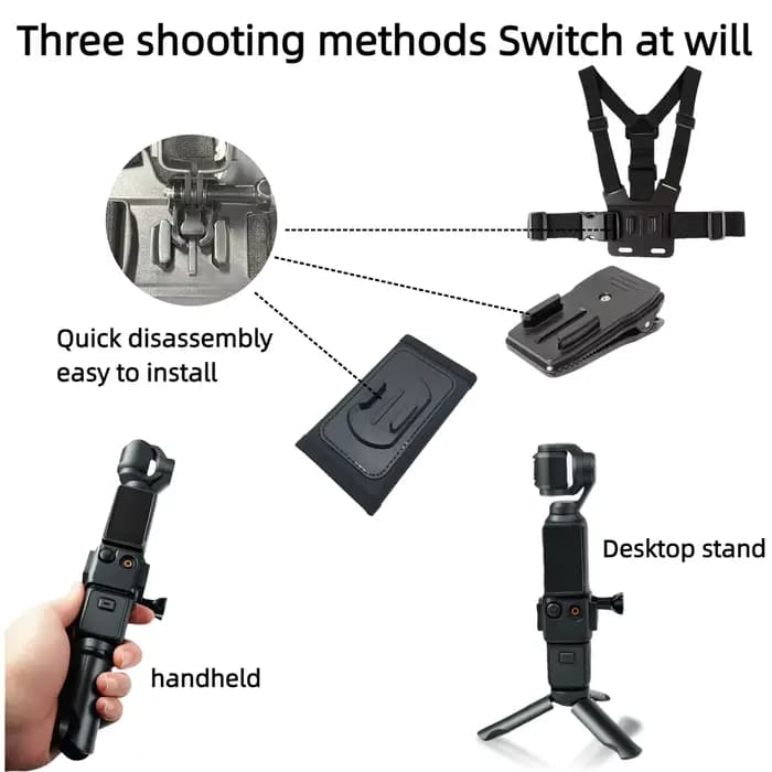Accessoires pour DJI Pocket 3, clips pour sac à dos, sangles de poitrine, Mini trépieds, accessoires pour caméra d'action